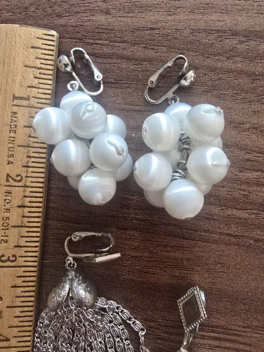 Vintage Sarah Coventry Earrings, Set of Two "Popcorn" and Silver Spray Drop